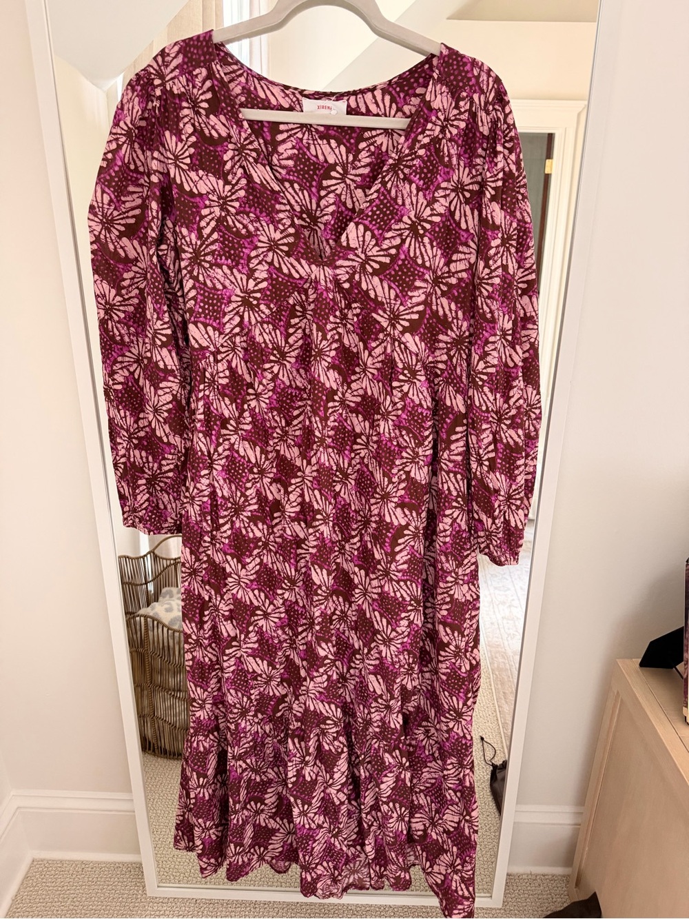 Xirena Floral Print Long Sleeve Midi Dress